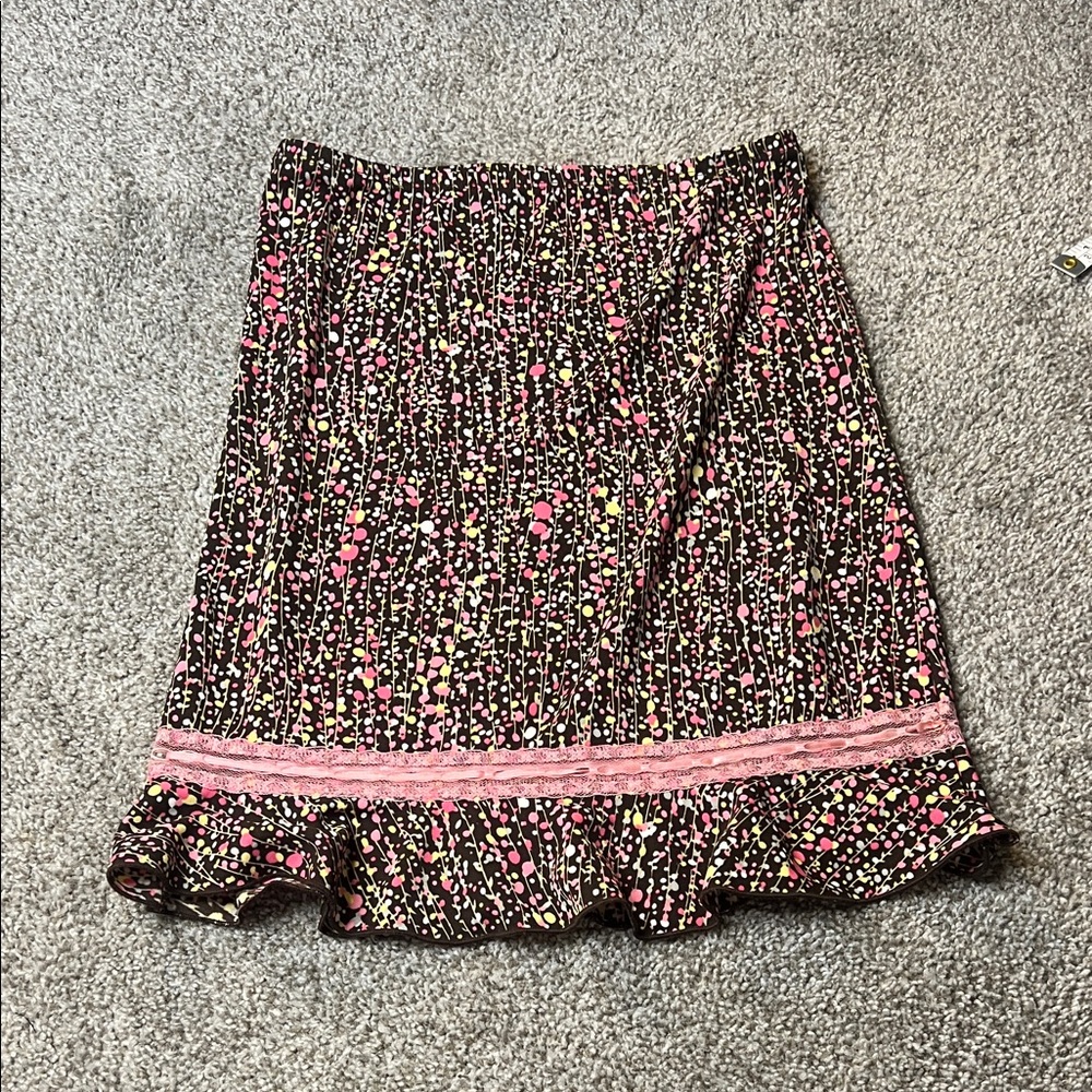 Y2K Cato Pink and Black Floral A-Line Skirt
